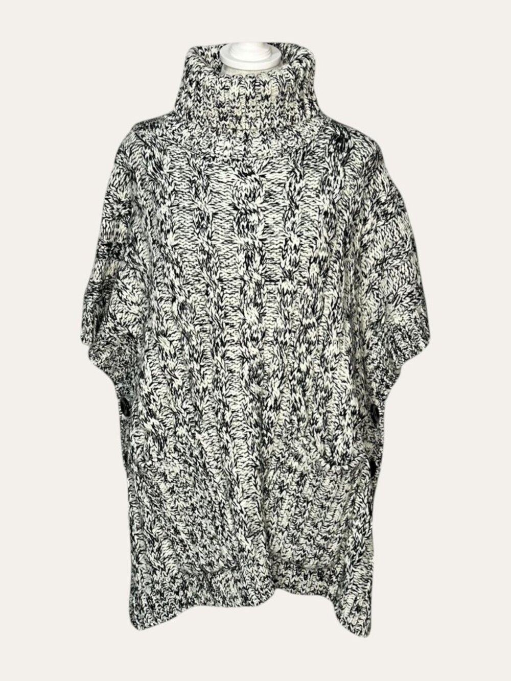 Ethereal by Paper Crane Marled Knit Turtleneck Poncho Sweater, Size Medium